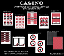 Casino Poker Vegas Birthday Party Printables Collection - Red